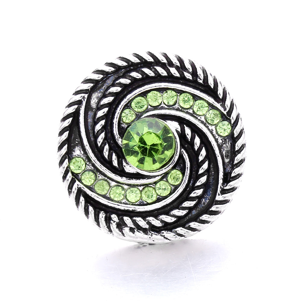 18mm Emerald Green Rhinestone Snap Button Charm | Interchangeable Charm for Bracelet & Necklace