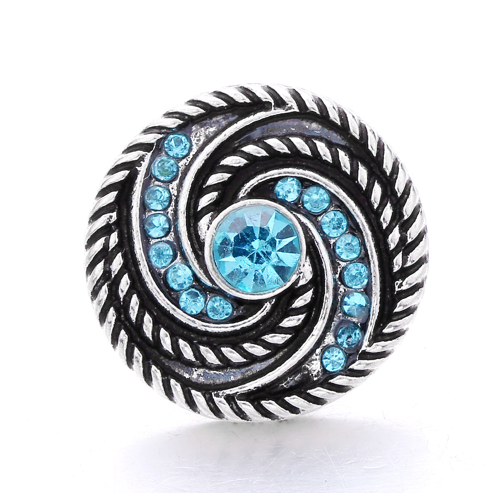 18mm Blue Rhinestone Interchangeable Snap Charm | Snap Jewelry