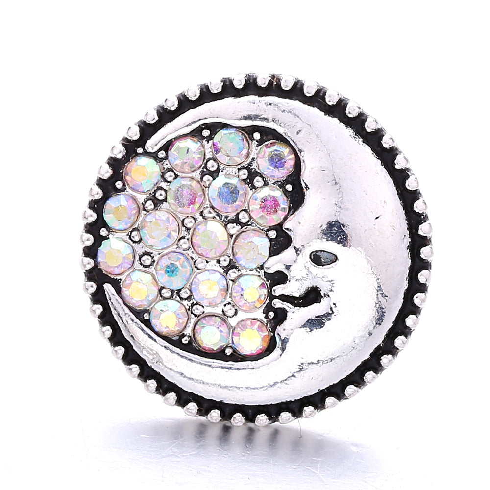 Shiny Rhinestone Inlaid 18mm Snap Button Charm Zinc Alloy Charms