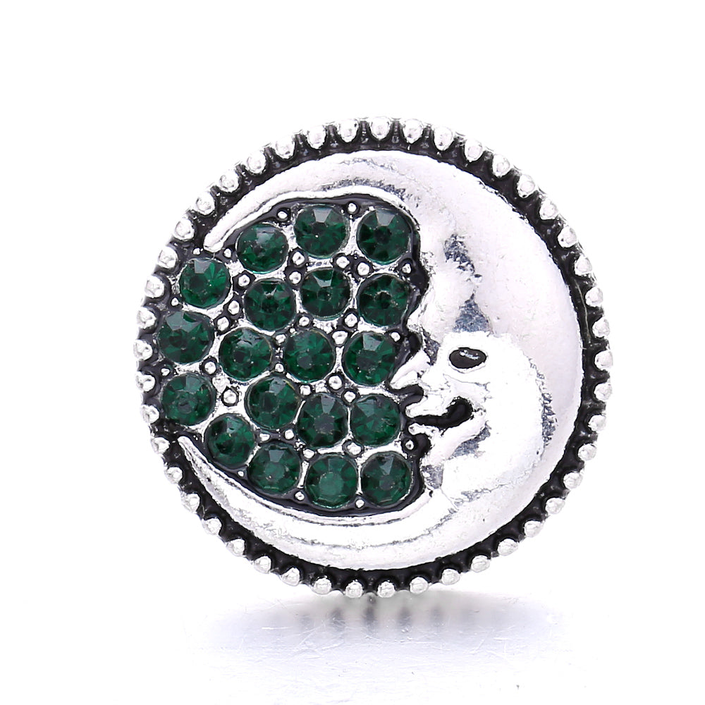 18mm Emerald Green Rhinestone Snap Button Charm | Interchangeable Charm for Bracelet & Necklace