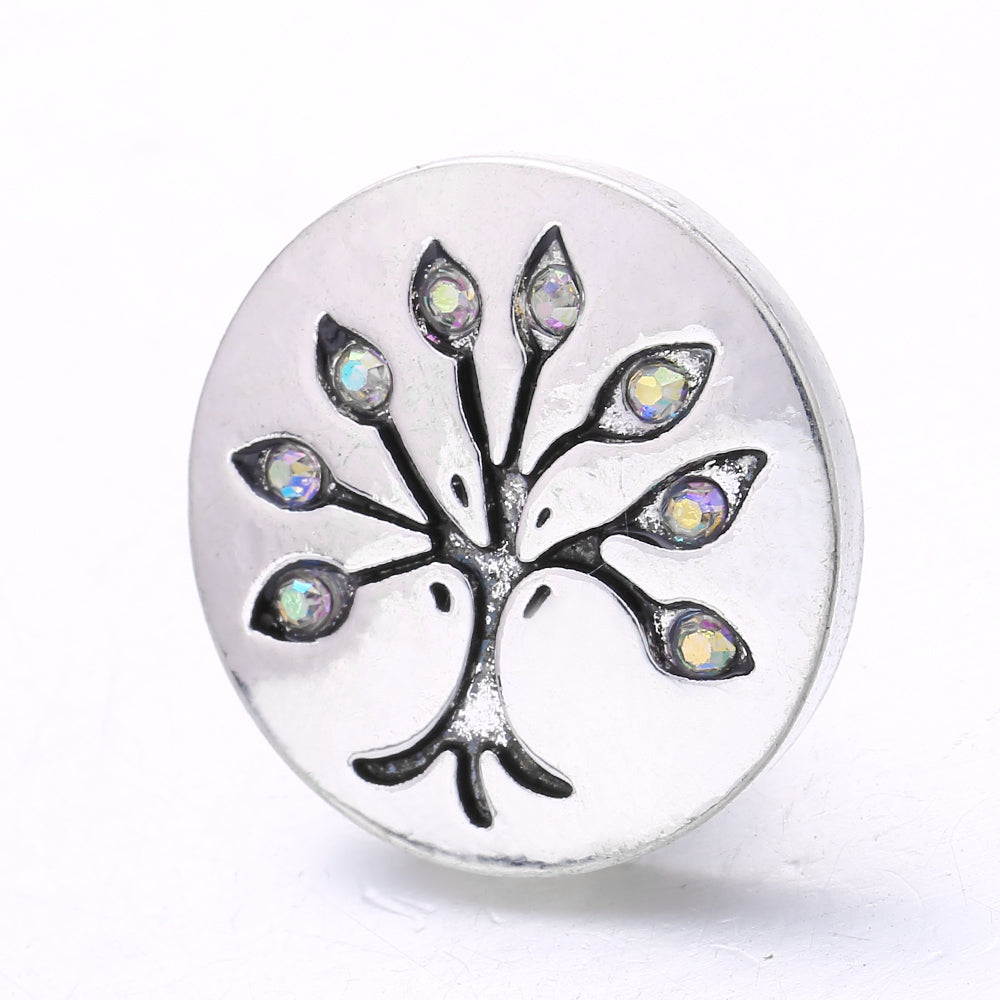 Shiny Rhinestone Inlaid 18mm Snap Button Charm Zinc Alloy Charms