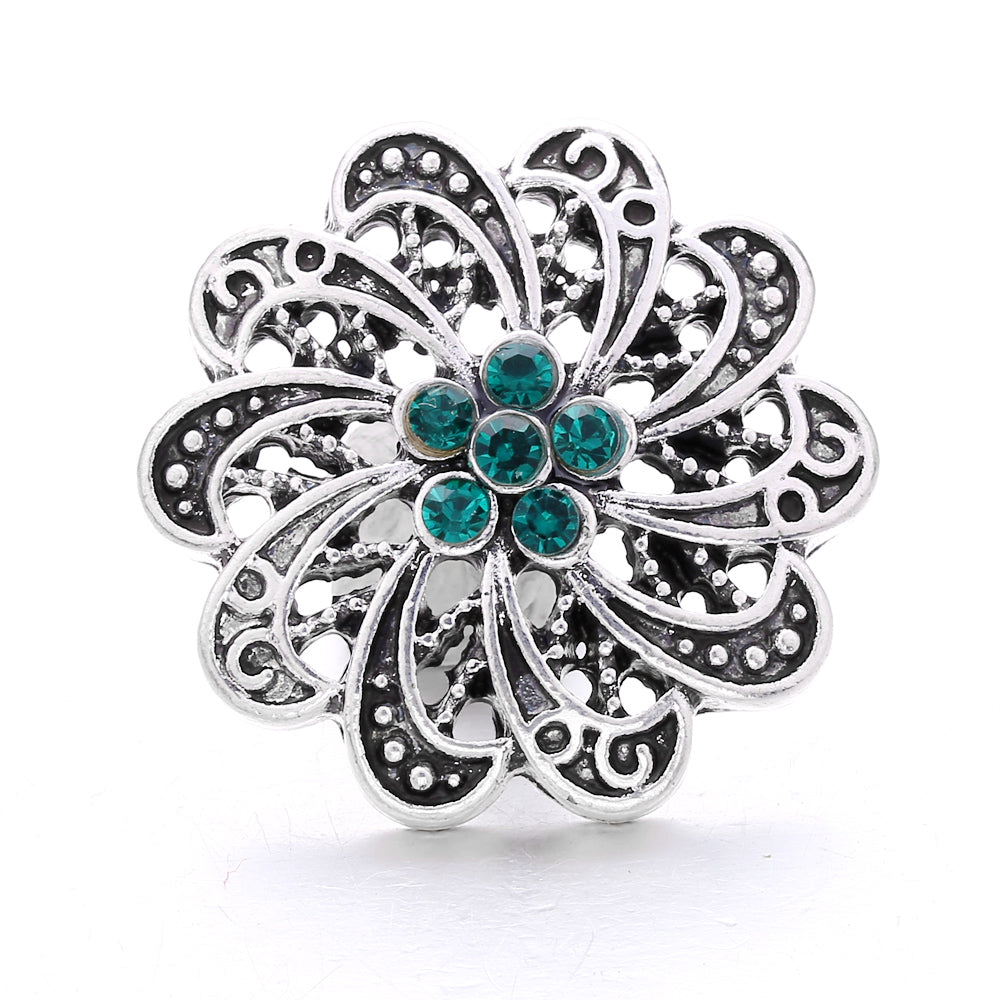 18mm Emerald Green Rhinestone Snap Button Charm | Interchangeable Charm for Bracelet & Necklace