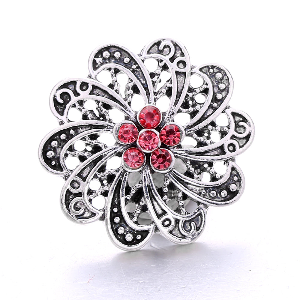 18mm Pink Crystal Snap Charm | Replaceable Rhinestone Charm Collection