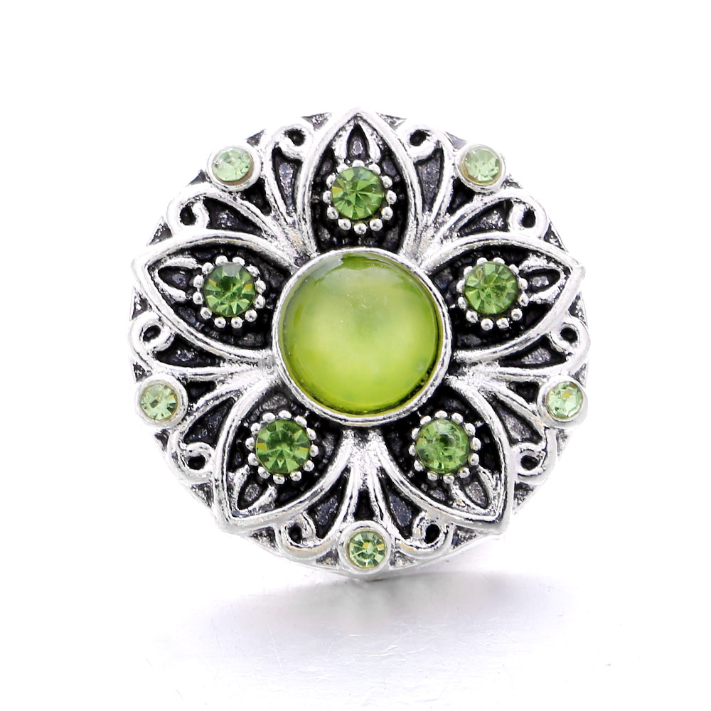 18mm Emerald Green Rhinestone Snap Button Charm | Interchangeable Charm for Bracelet & Necklace