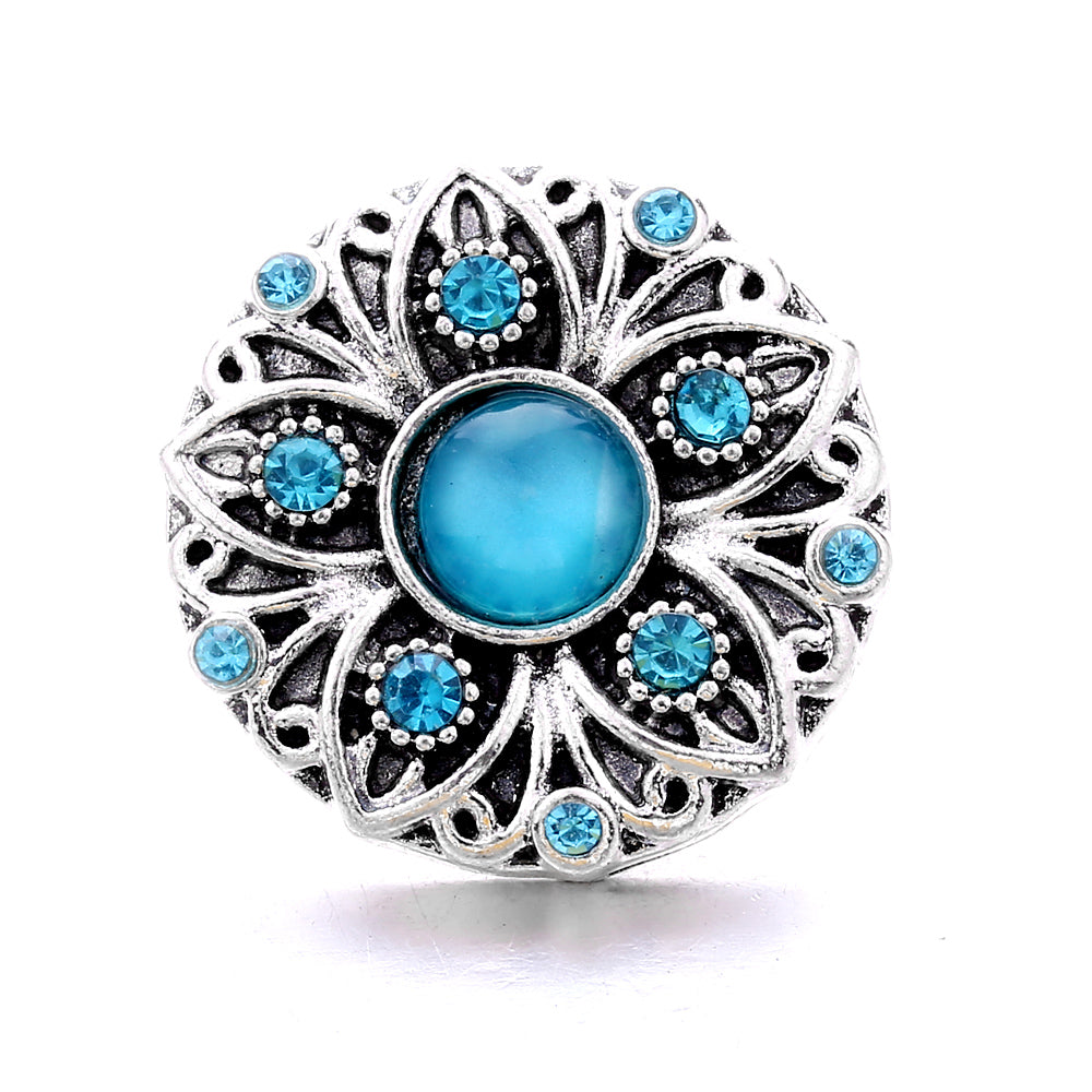 18mm Blue Rhinestone Interchangeable Snap Charm | Snap Jewelry
