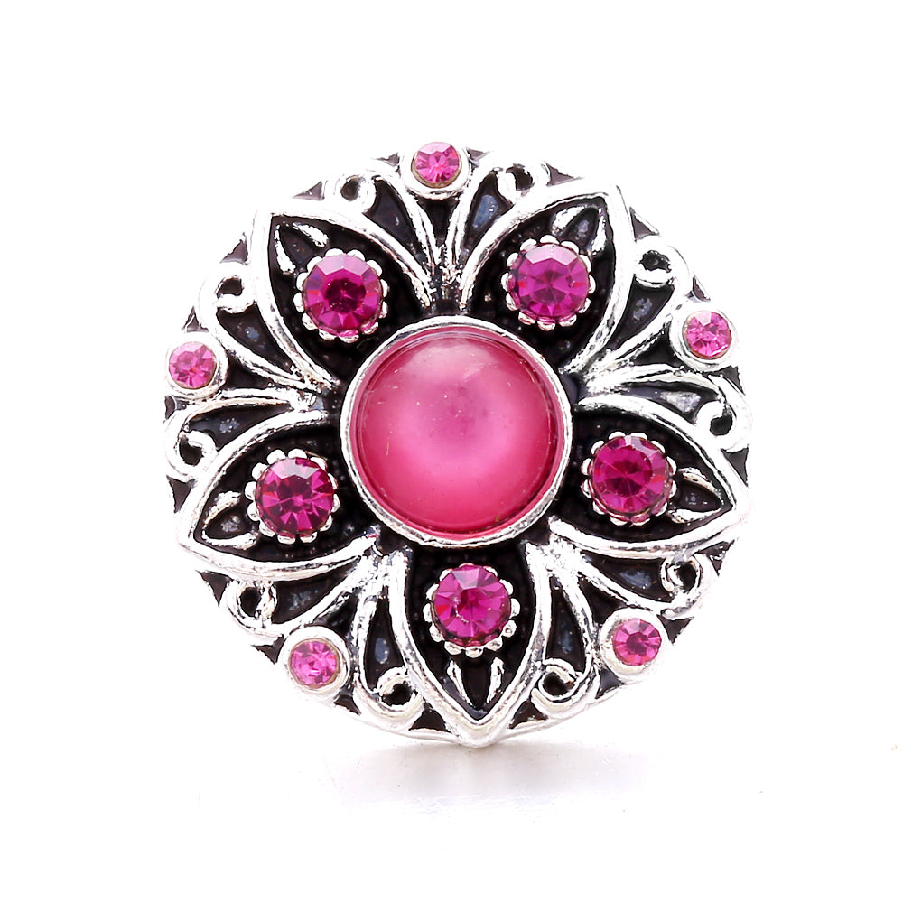 18mm Pink Crystal Snap Charm | Replaceable Rhinestone Charm Collection