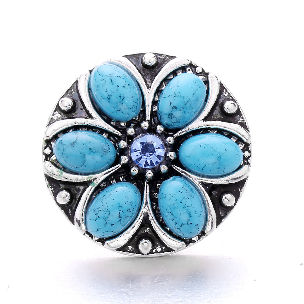 18mm Blue Rhinestone Interchangeable Snap Charm | Snap Jewelry