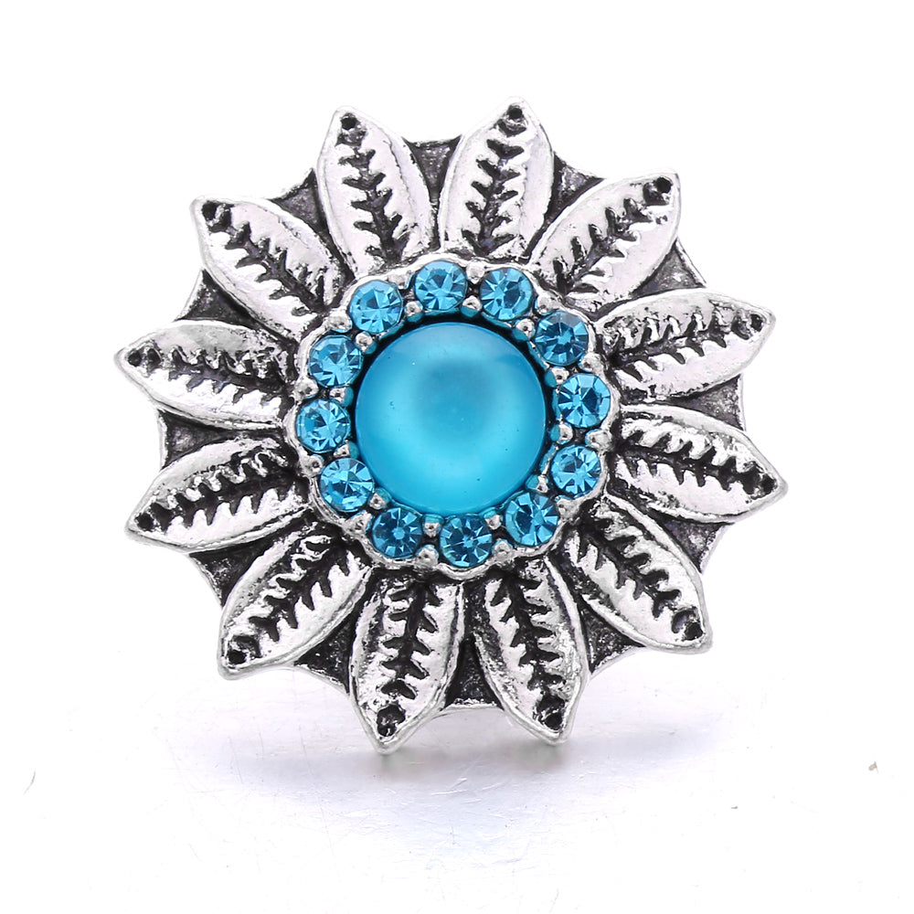 18mm Blue Rhinestone Interchangeable Snap Charm | Snap Jewelry