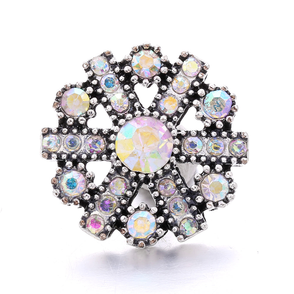 Shiny Rhinestone Inlaid 18mm Snap Button Charm Zinc Alloy Charms