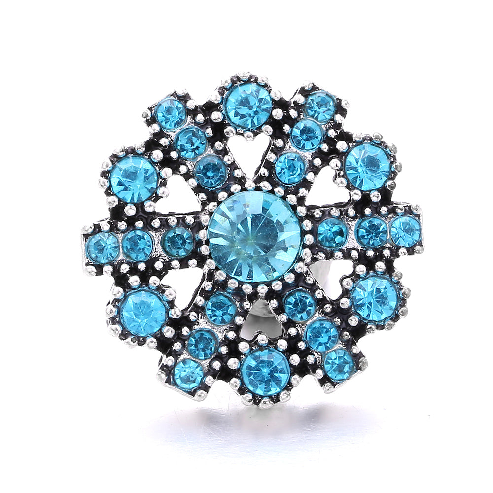18mm Blue Rhinestone Interchangeable Snap Charm | Snap Jewelry