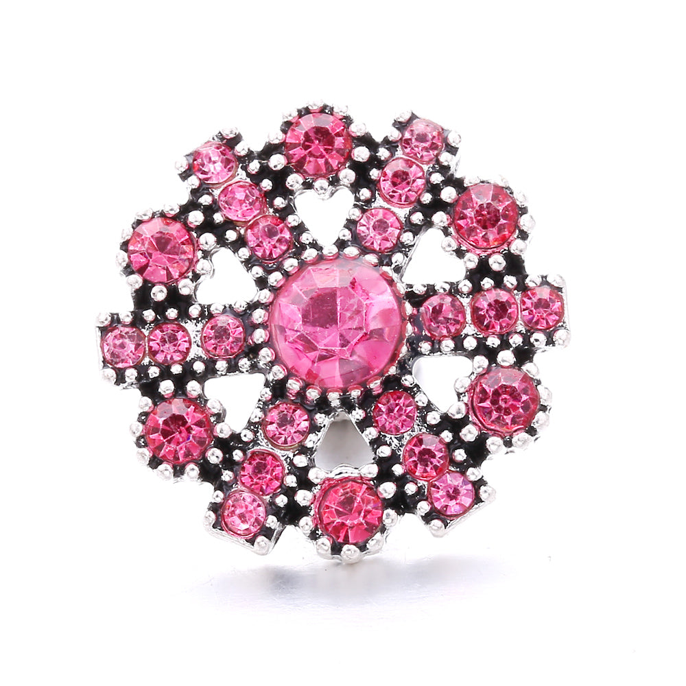 18mm Pink Crystal Snap Charm | Replaceable Rhinestone Charm Collection