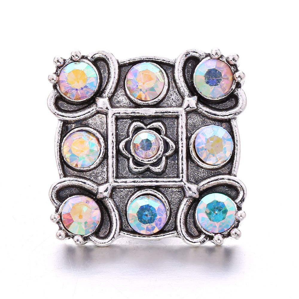 Shiny Rhinestone Inlaid 18mm Snap Button Charm Zinc Alloy Charms