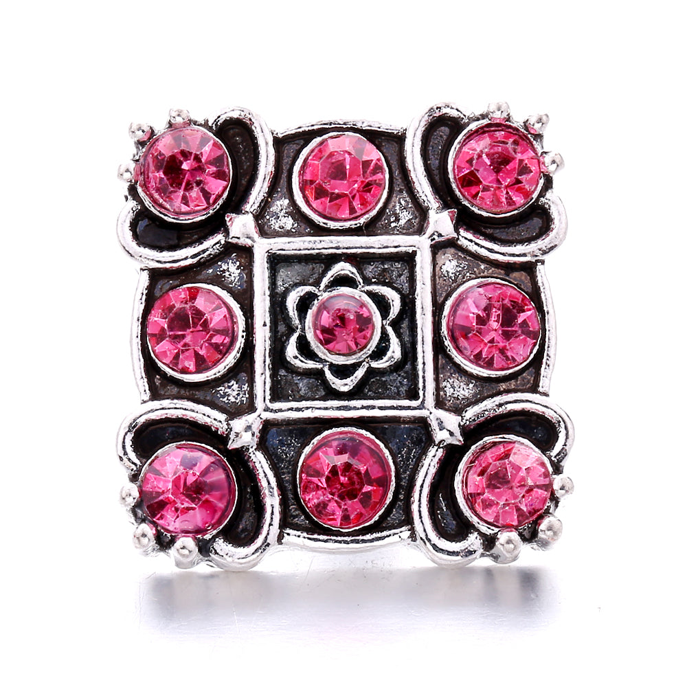 18mm Pink Crystal Snap Charm | Replaceable Rhinestone Charm Collection