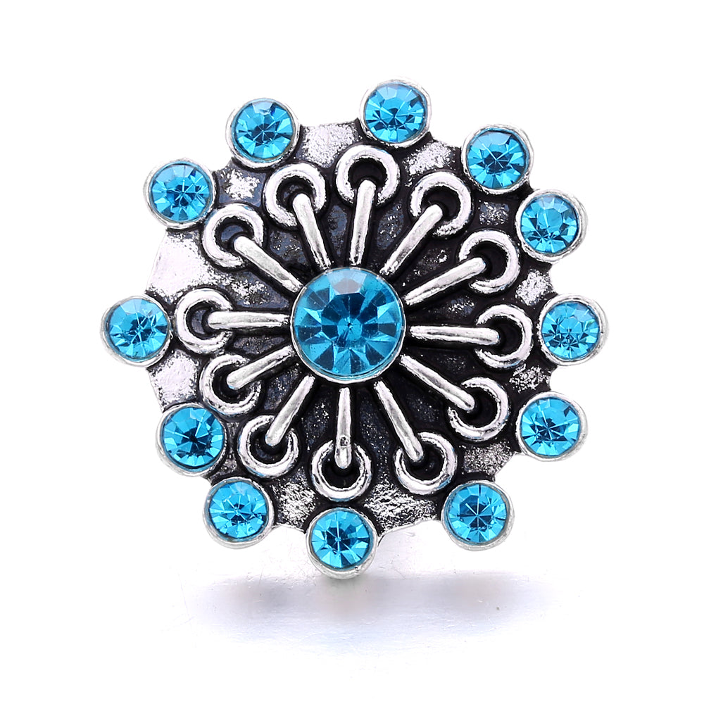 18mm Blue Rhinestone Interchangeable Snap Charm | Snap Jewelry