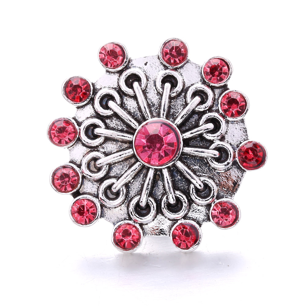 18mm Pink Crystal Snap Charm | Replaceable Rhinestone Charm Collection