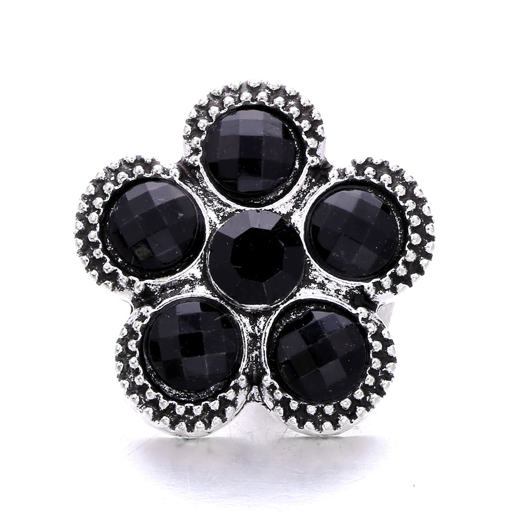 Black Rhinestone Snap Charms for DIY Jewelry