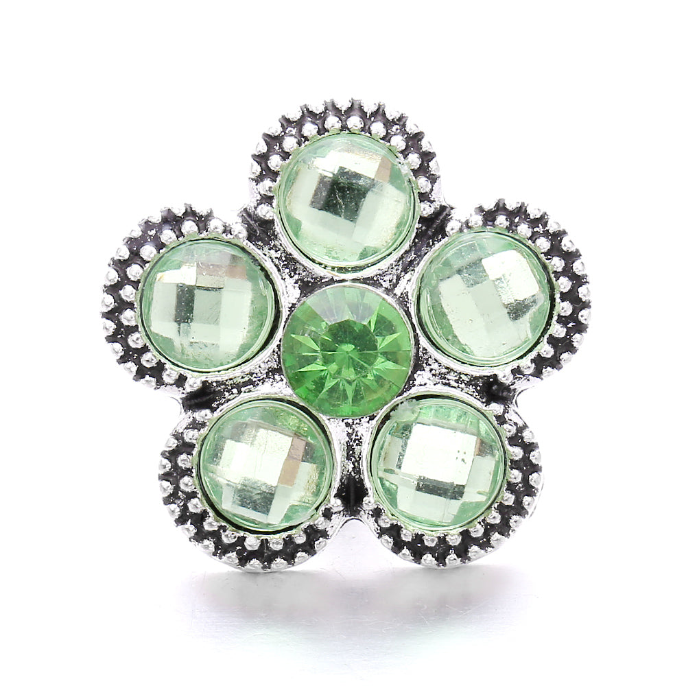 18mm Emerald Green Rhinestone Snap Button Charm | Interchangeable Charm for Bracelet & Necklace