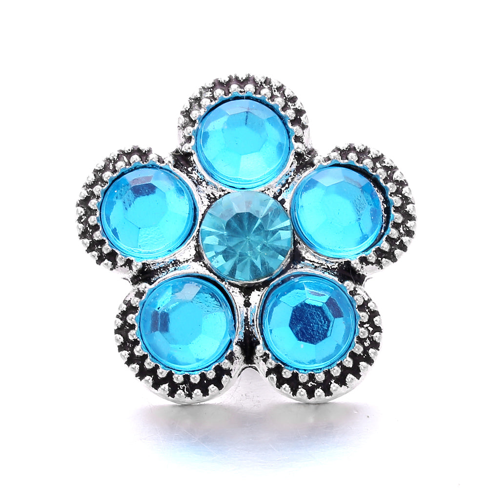 18mm Blue Rhinestone Interchangeable Snap Charm | Snap Jewelry