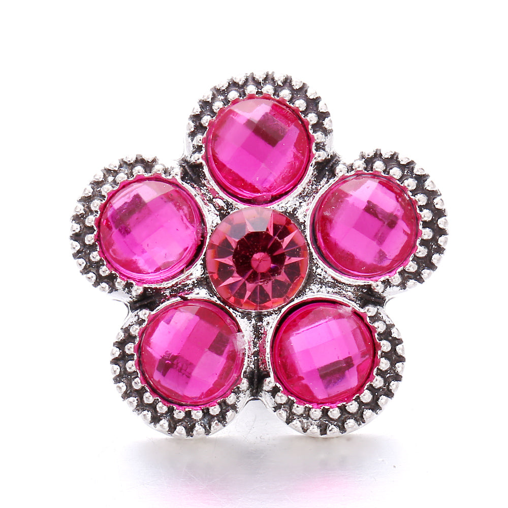 18mm Pink Crystal Snap Charm | Replaceable Rhinestone Charm Collection