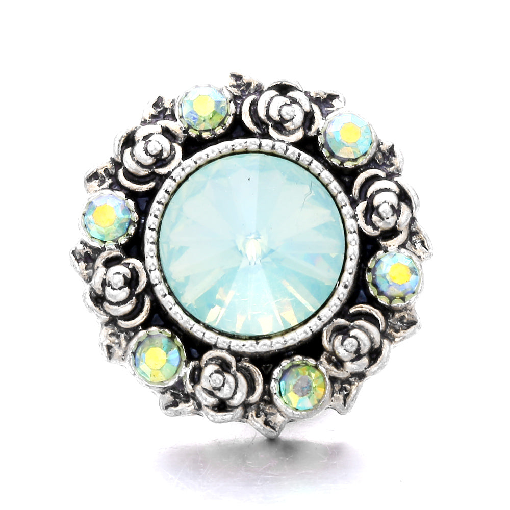 18mm Emerald Green Rhinestone Snap Button Charm | Interchangeable Charm for Bracelet & Necklace