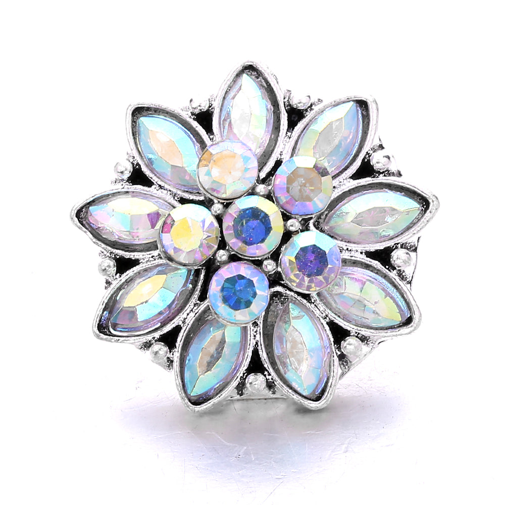 Shiny Rhinestone Inlaid 18mm Snap Button Charm Zinc Alloy Charms