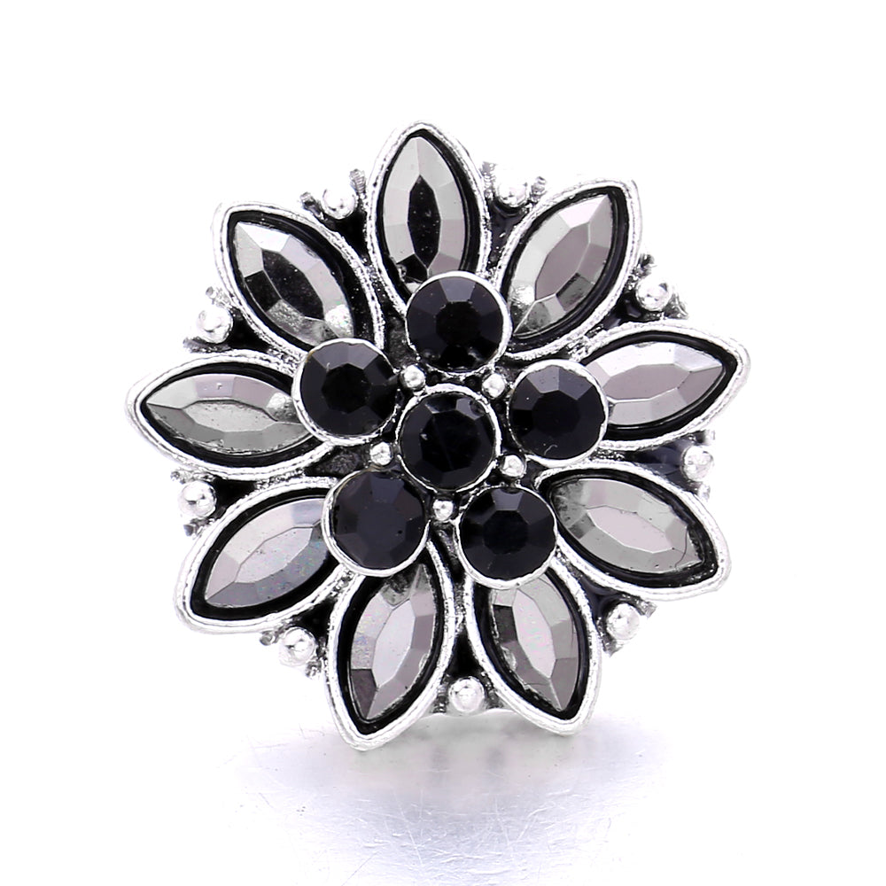 Black Rhinestone Snap Charms for DIY Jewelry