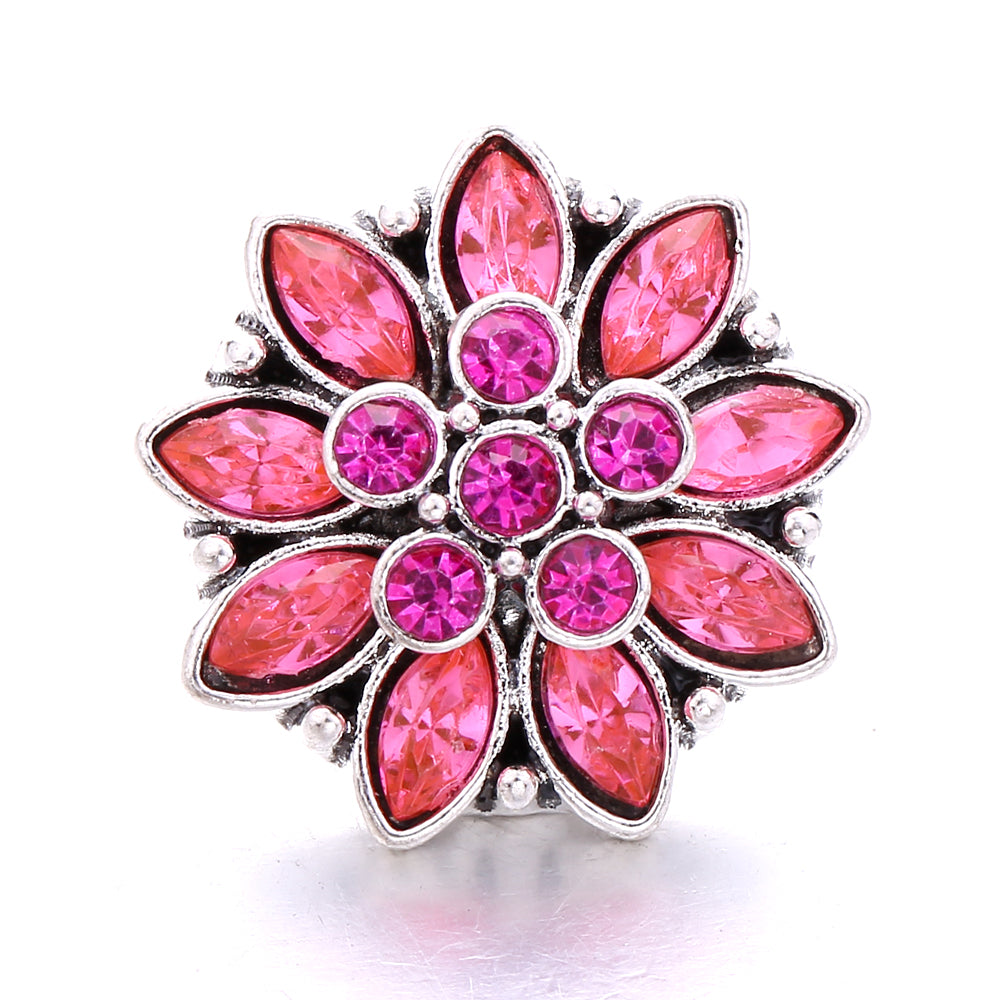 18mm Pink Crystal Snap Charm | Replaceable Rhinestone Charm Collection