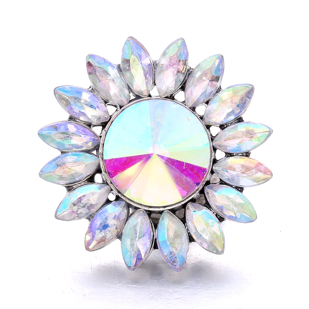 Shiny Rhinestone Inlaid 18mm Snap Button Charm Zinc Alloy Charms
