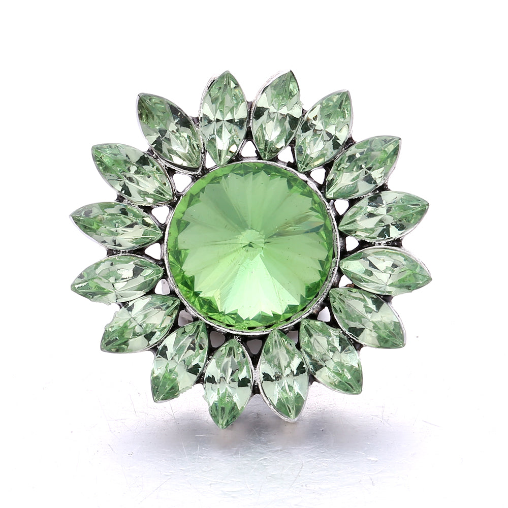 18mm Emerald Green Rhinestone Snap Button Charm | Interchangeable Charm for Bracelet & Necklace