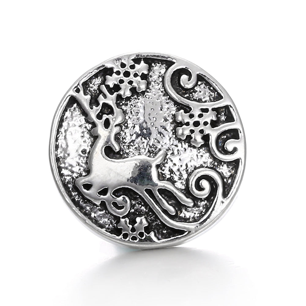 18mm Alloy Engraved Snap Charms Animal Floral and Sentimental Motifs