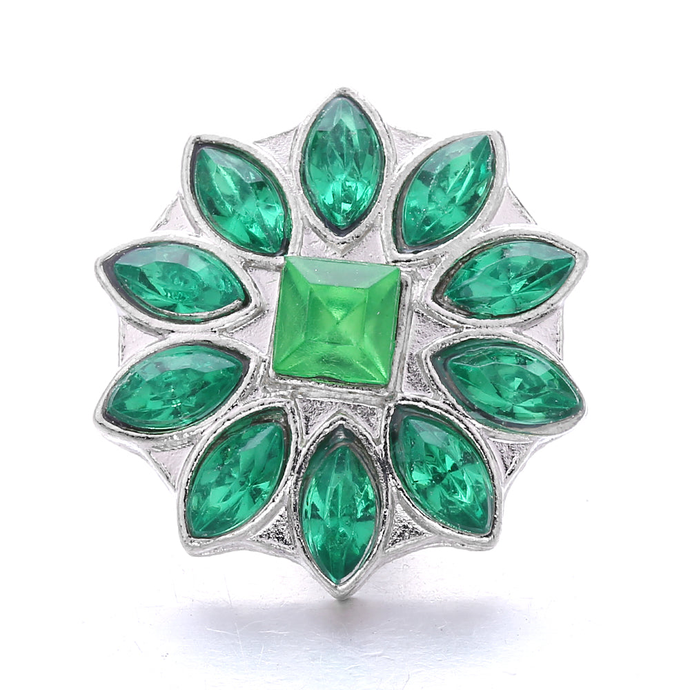 18mm Emerald Green Rhinestone Snap Button Charm | Interchangeable Charm for Bracelet & Necklace