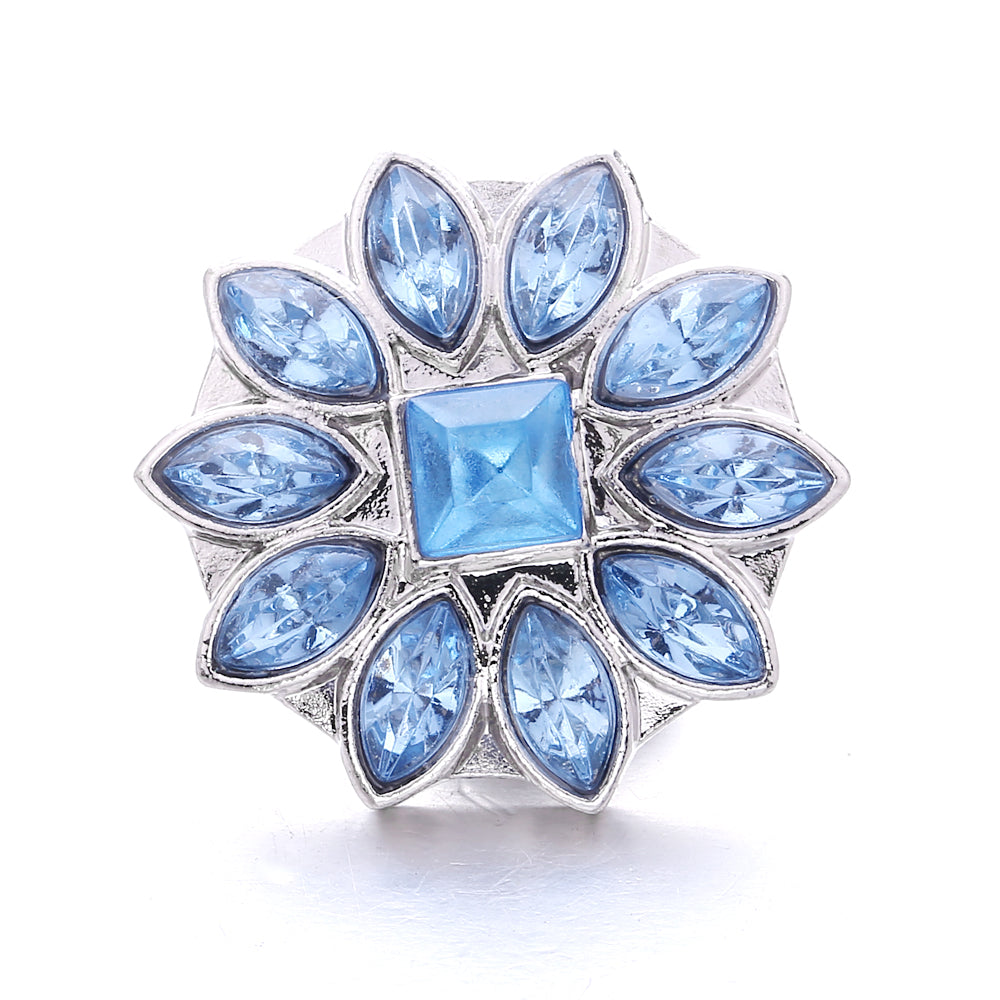 18mm Blue Rhinestone Interchangeable Snap Charm | Snap Jewelry