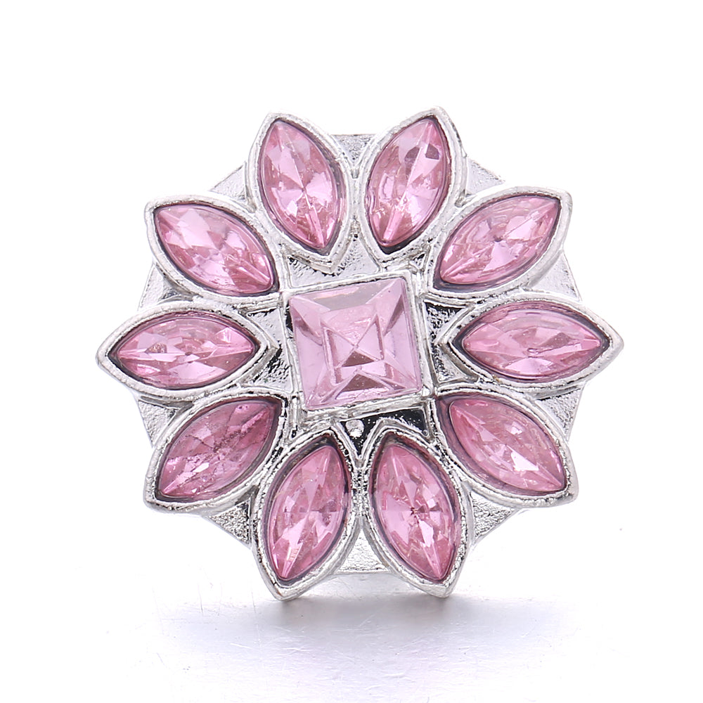 Vintage Pink Rhinestone 18mm Snap Charm | Retro Interchangeable Jewelry Charm
