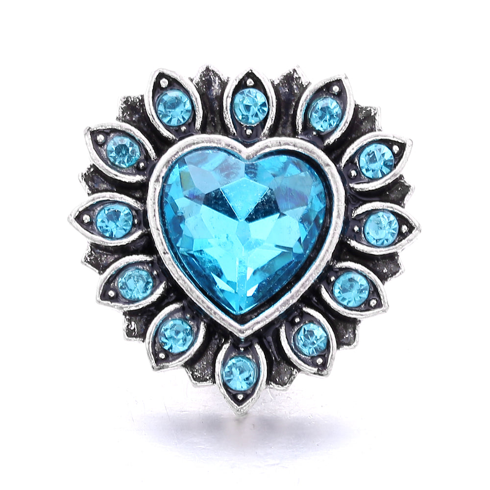 18mm Blue Rhinestone Interchangeable Snap Charm | Snap Jewelry