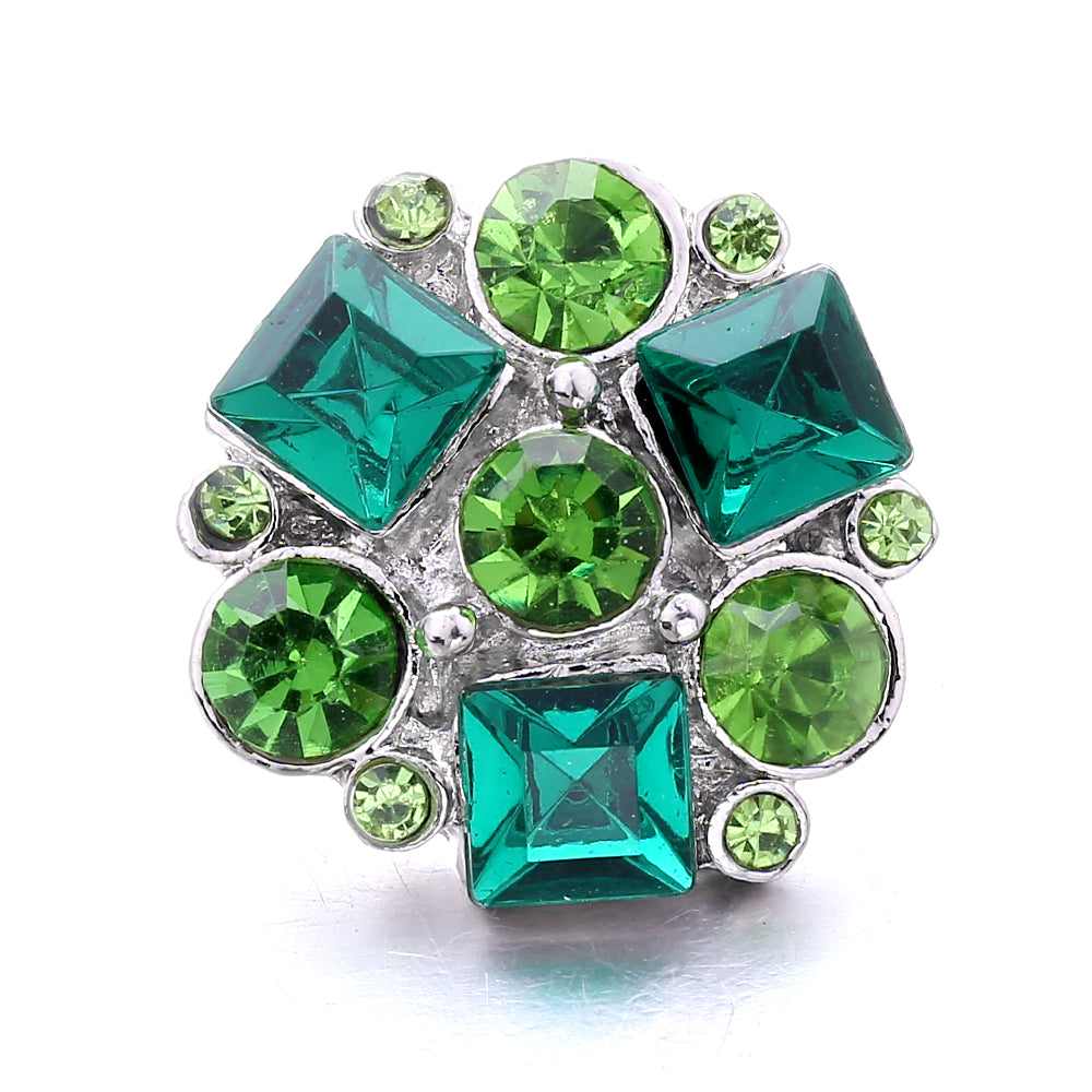 18mm Emerald Green Rhinestone Snap Button Charm | Interchangeable Charm for Bracelet & Necklace