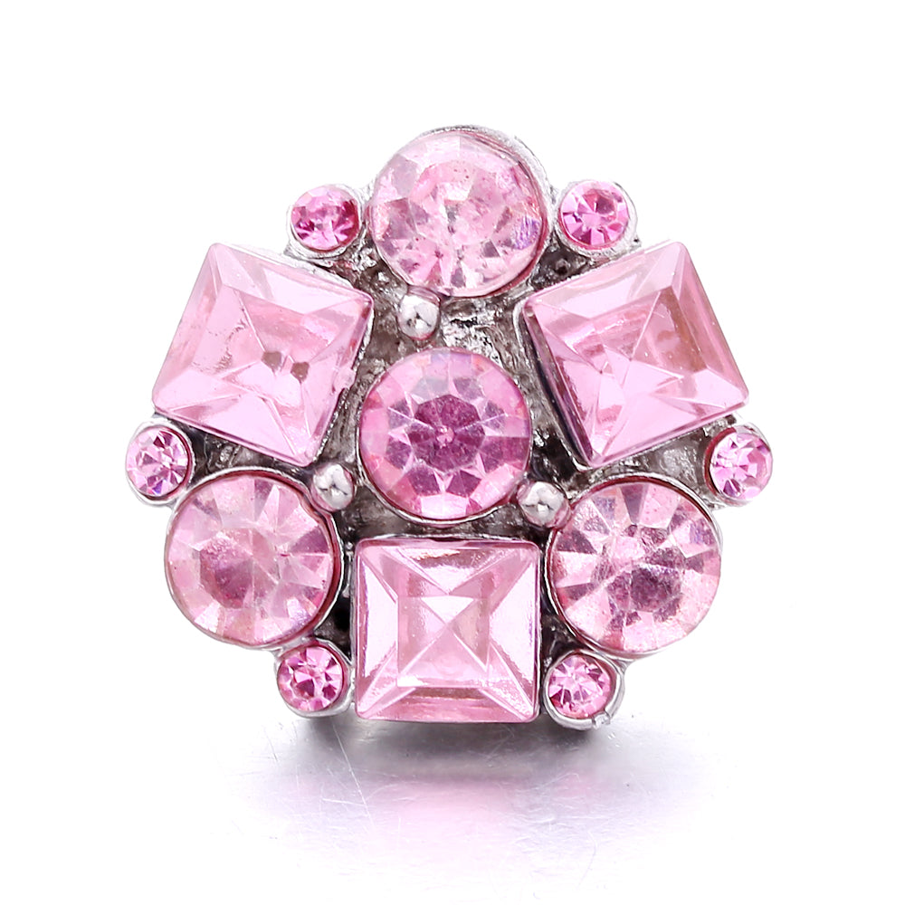 Vintage Pink Rhinestone 18mm Snap Charm | Retro Interchangeable Jewelry Charm