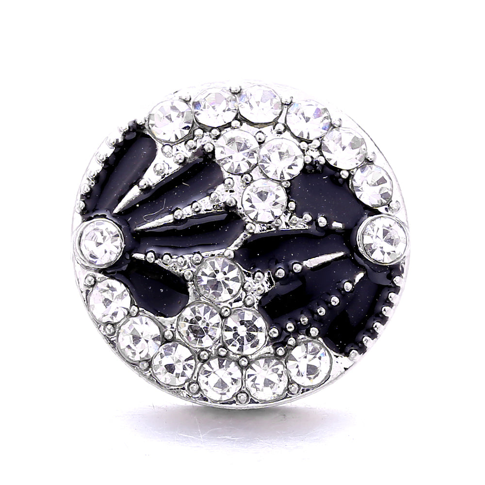 Black Rhinestone Snap Charms for DIY Jewelry