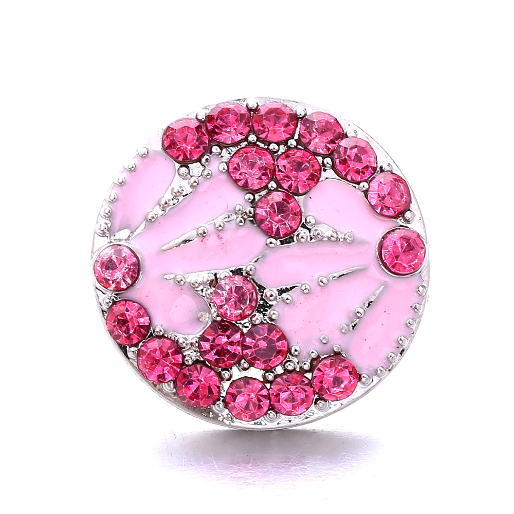 Vintage Pink Rhinestone 18mm Snap Charm | Retro Interchangeable Jewelry Charm