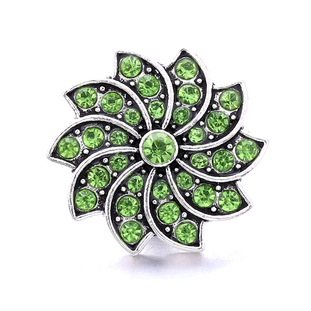 18mm Emerald Green Rhinestone Snap Button Charm | Interchangeable Charm for Bracelet & Necklace