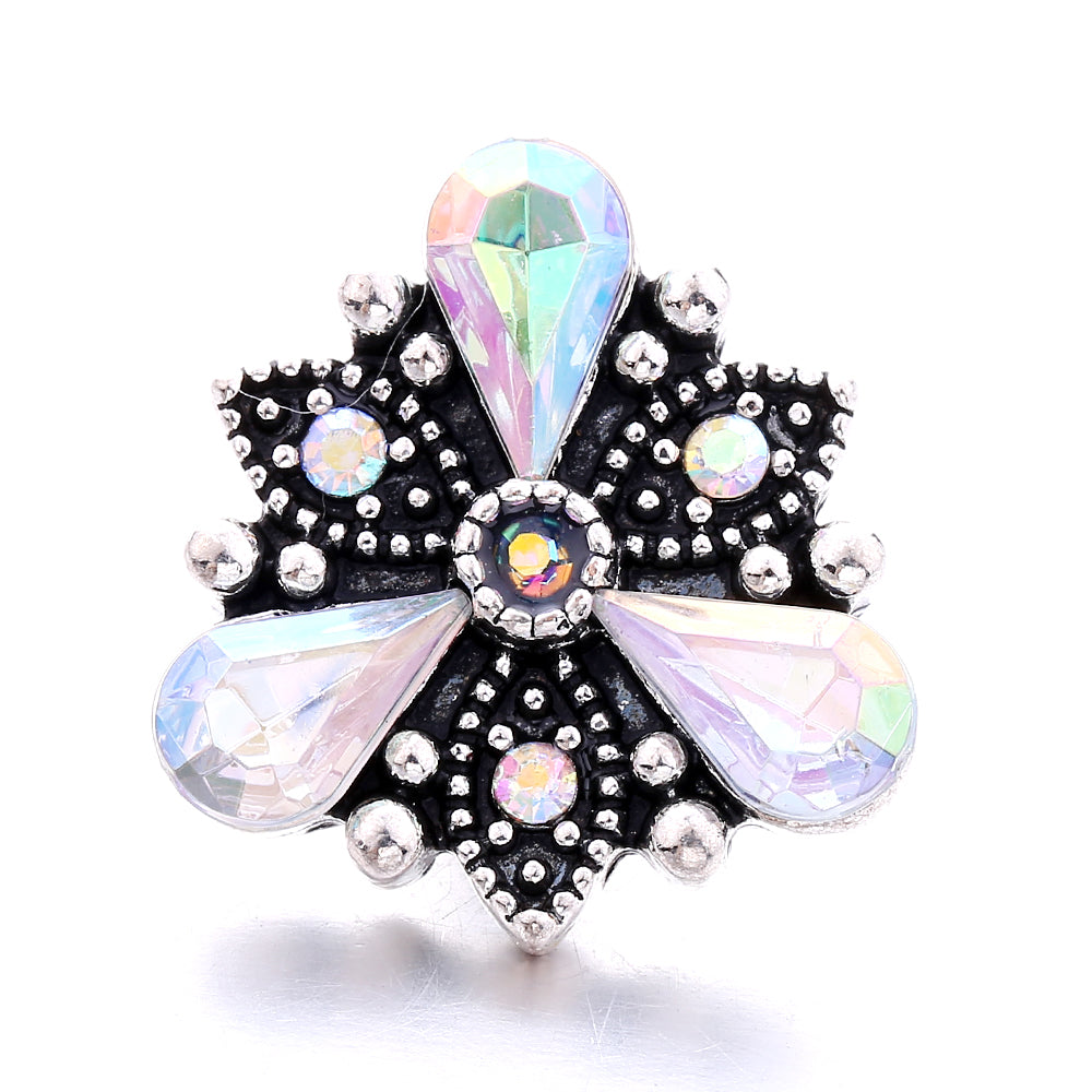 Shiny Rhinestone Inlaid 18mm Snap Button Charm Zinc Alloy Charms