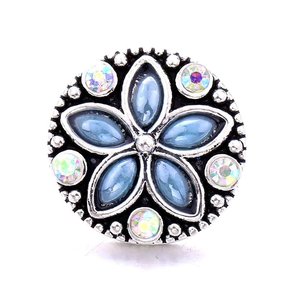 18mm Sea Life Rhinestone Snap Charm | Interchangeable Blue Crystal Charm