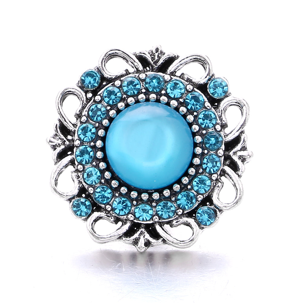 18mm Sea Life Rhinestone Snap Charm | Interchangeable Blue Crystal Charm