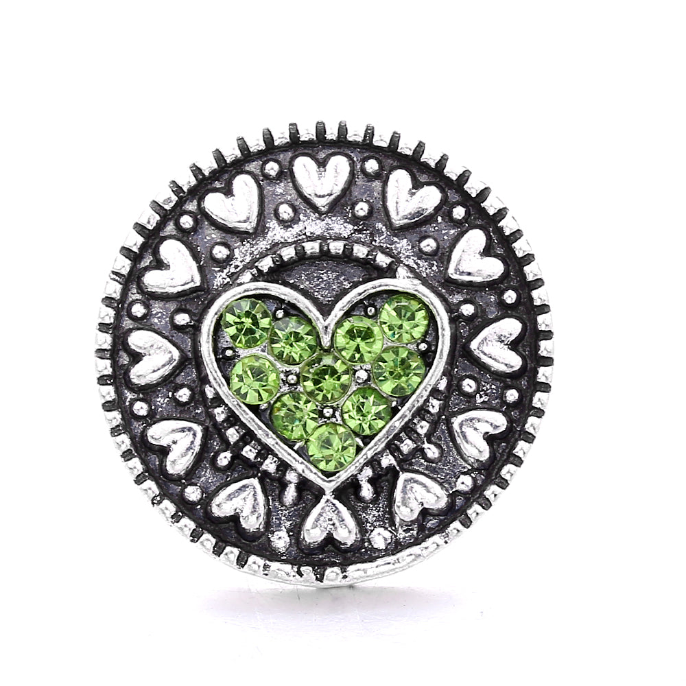 18mm Emerald Green Rhinestone Snap Button Charm | Interchangeable Charm for Bracelet & Necklace