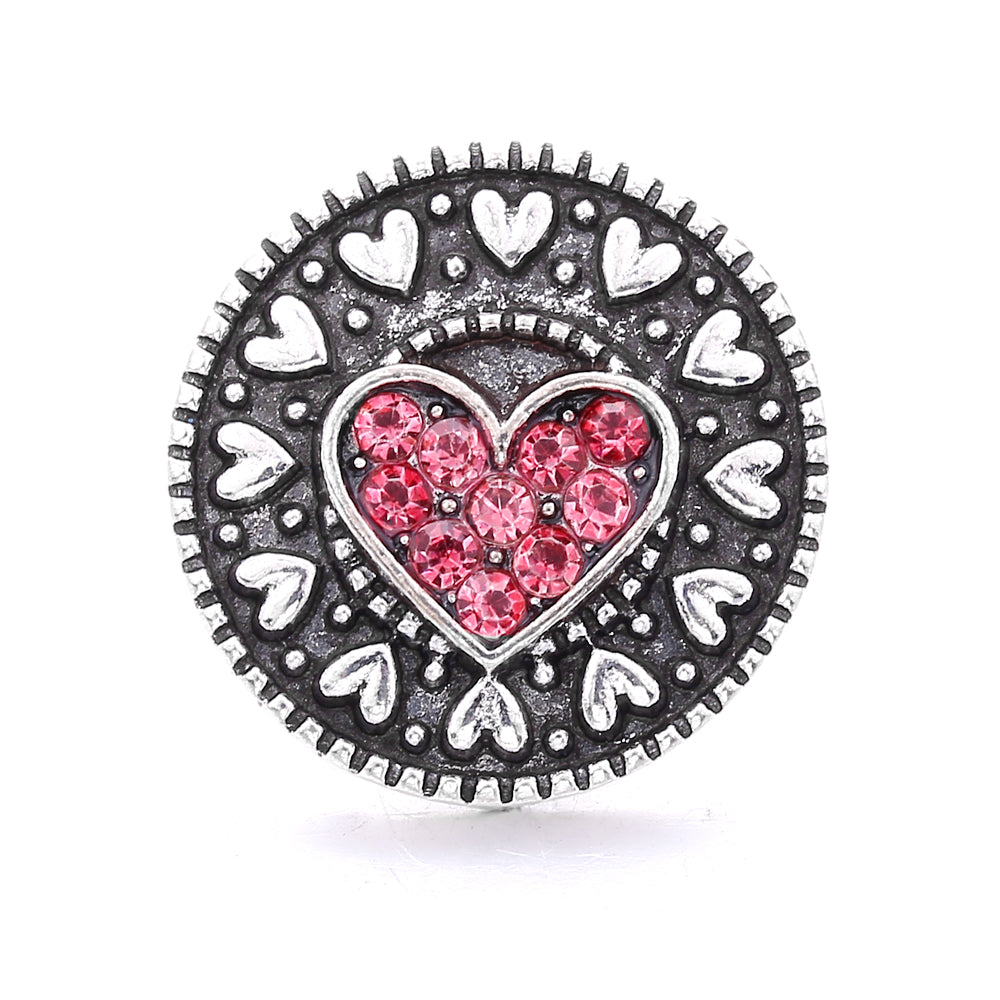 18mm Pink Crystal Snap Charm | Replaceable Rhinestone Charm Collection