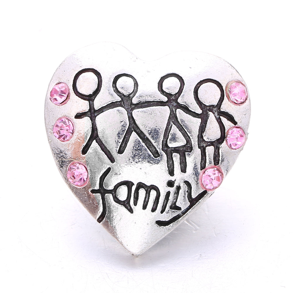 Vintage Pink Rhinestone 18mm Snap Charm | Retro Interchangeable Jewelry Charm