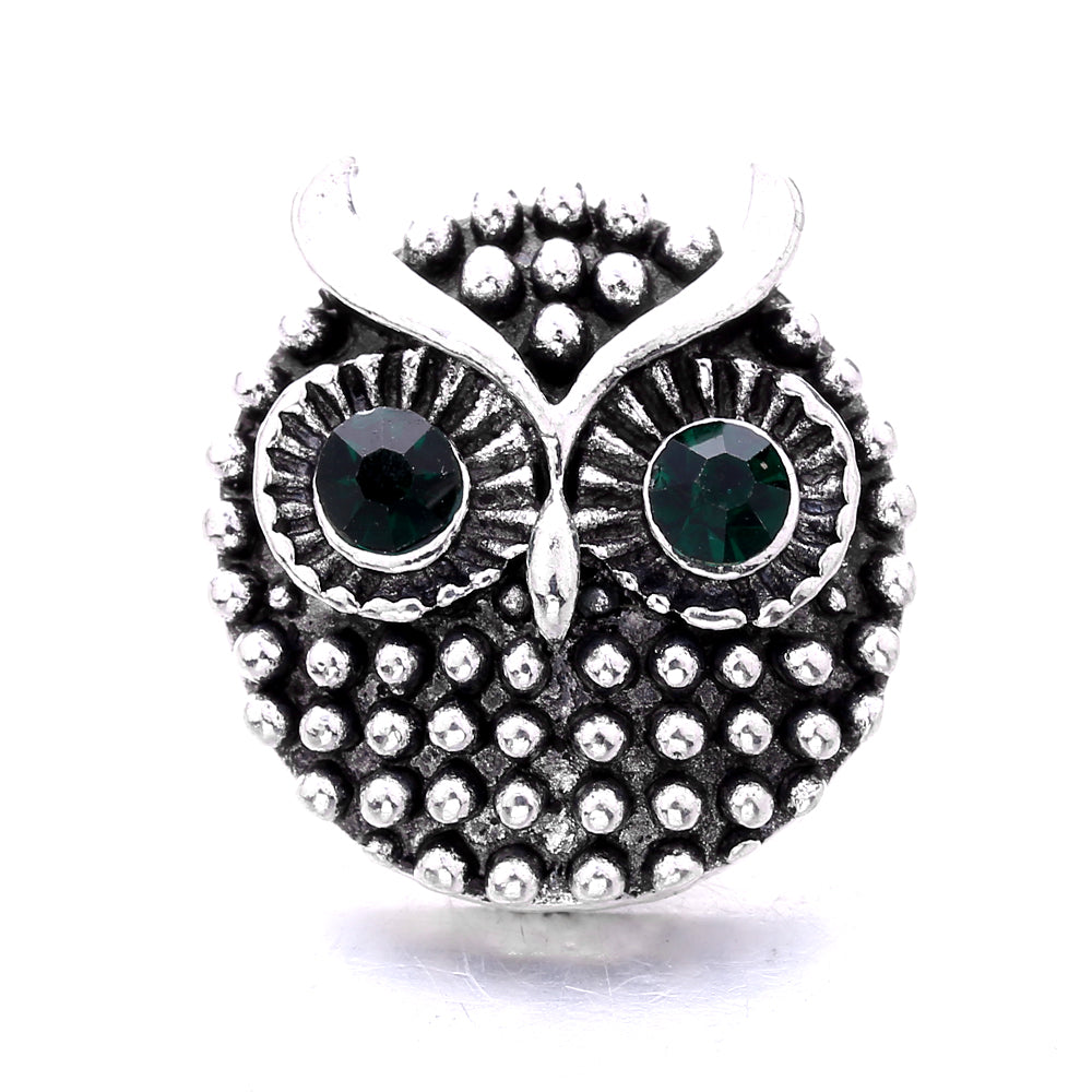 18mm Emerald Green Rhinestone Snap Button Charm | Interchangeable Charm for Bracelet & Necklace