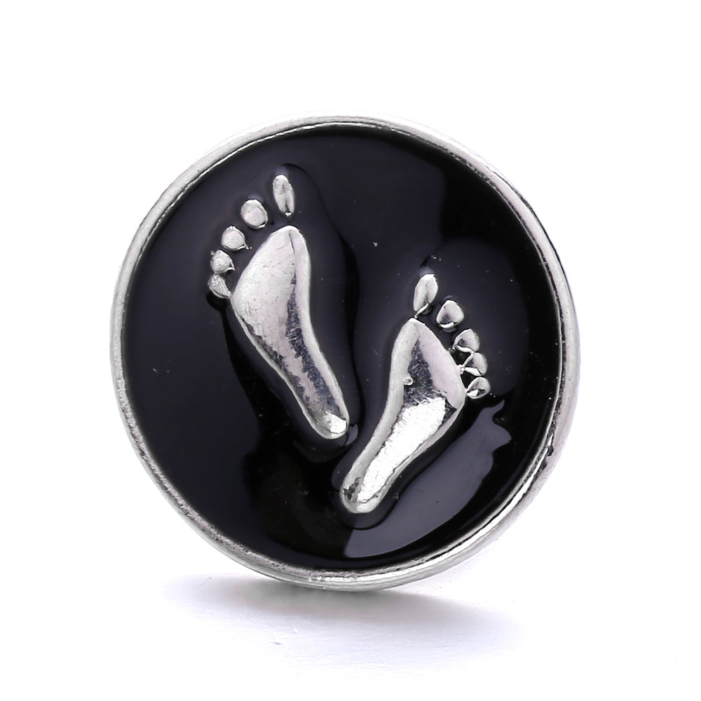 18mm Interchangeable Black & White Enamel Snap Charms for Snap Jewelry