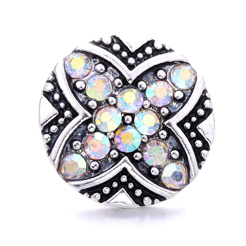 18mm Snap Button Interchangeable Charms Shifting Color Shiny Rhinestone Zinc Alloy Charms