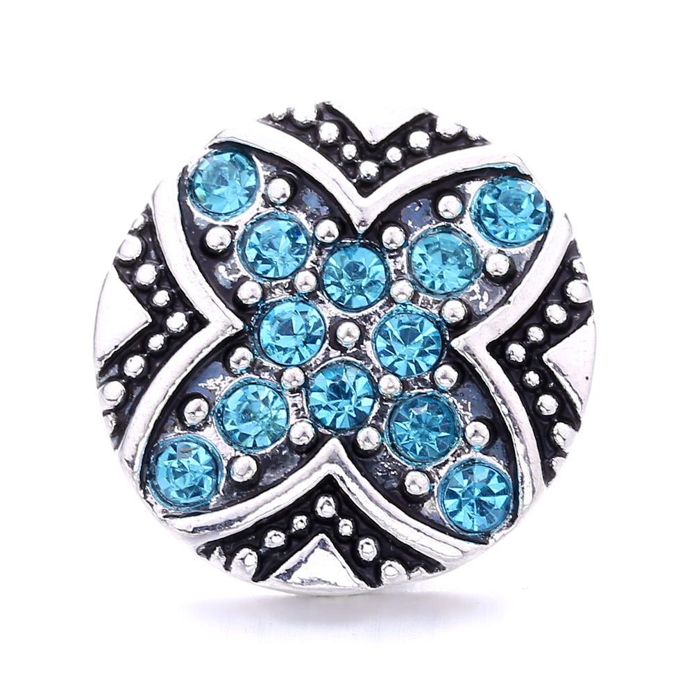 18mm Sea Life Rhinestone Snap Charm | Interchangeable Blue Crystal Charm