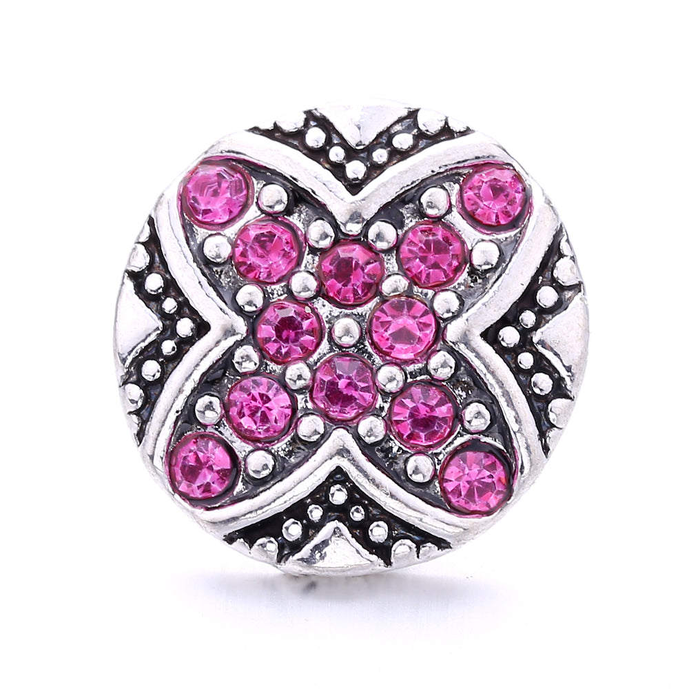 18mm Pink Crystal Snap Charm | Replaceable Rhinestone Charm Collection